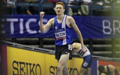 PB for Dominic at National Indoor Championships – David Wins 800m – New PB’s & Wins for Harriers at Sportcity